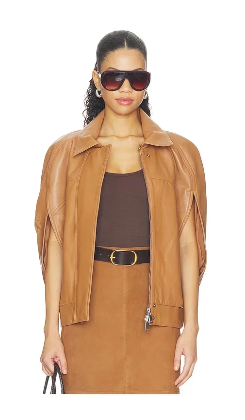 Braxx Leather Cape in Brown. - size S (also in XS) - retrofete - Modalova