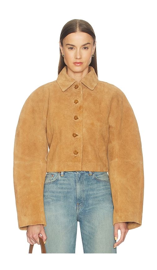 Rounded Textured Suede Jacket in Beige. - size 38 (also in 40) - Rohe - Modalova