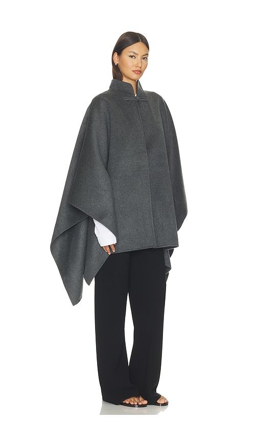 Double Faced Wool Pankou Closure Poncho in Charcoal - Rohe - Modalova