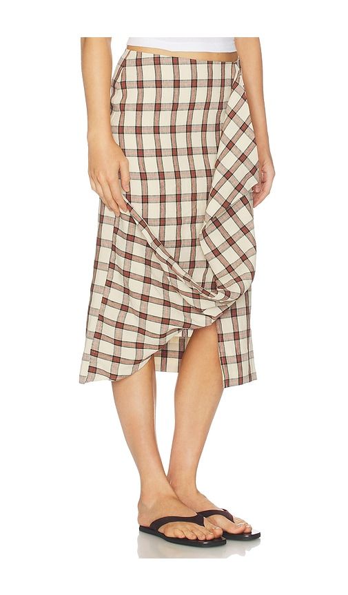 Draped Check Skirt in Red,Beige. - size 34 (also in 36, 38, 40) - Rohe - Modalova