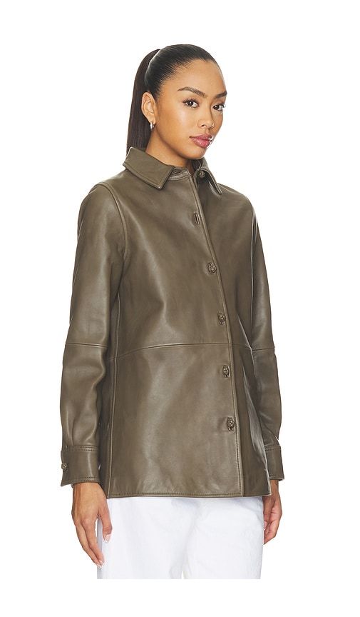 Leather Pankou Closure Overshirt in Green. - size 32 (also in 34, 36, 38, 40) - Rohe - Modalova