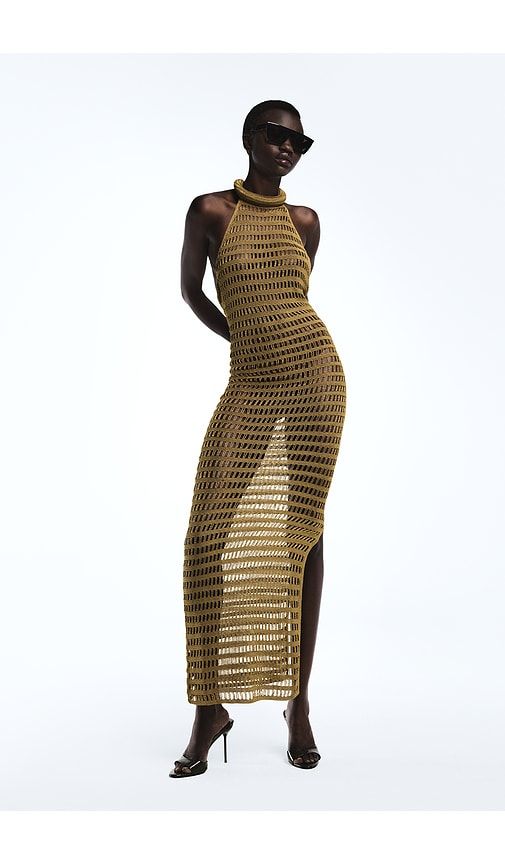 Bruni Crochet Gown in Metallic , brown. - size L (also in M, S, XS) - REVOLVE LOS ANGELES - Modalova
