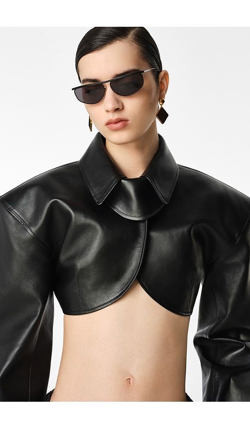 Agnes Cropped Leather Jacket in . Size M. Also in S, XS, XXS - REVOLVE LOS ANGELES - Modalova