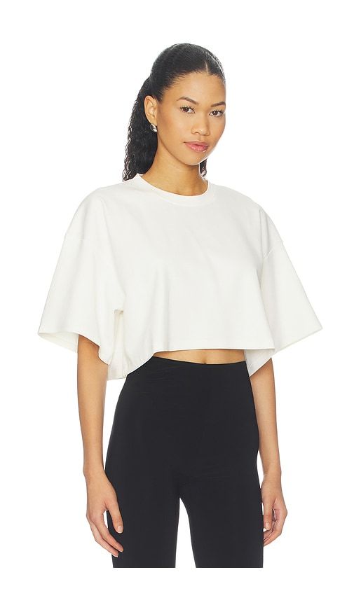 Ponte Knit Crop Top in White. - size L (also in M, S) - Ripley Rader - Modalova