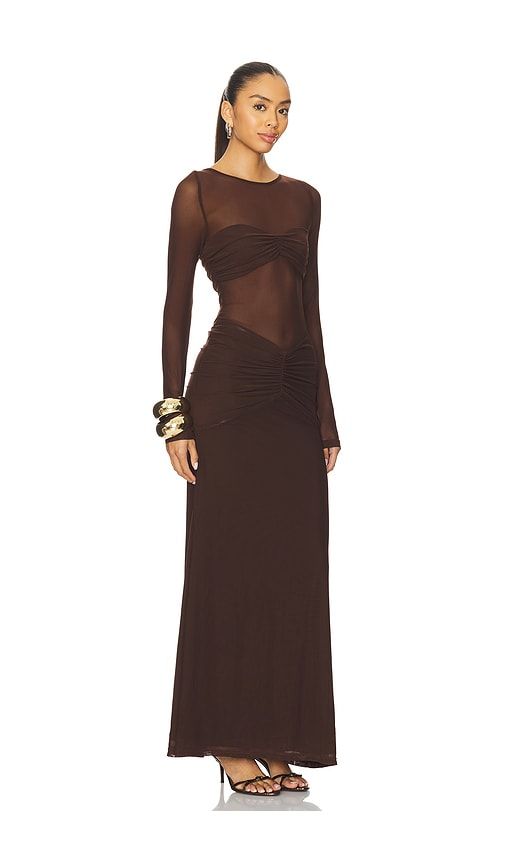 Romy Ruched Maxi Dress in Chocolate. - size L (also in M) - Runaway The Label - Modalova