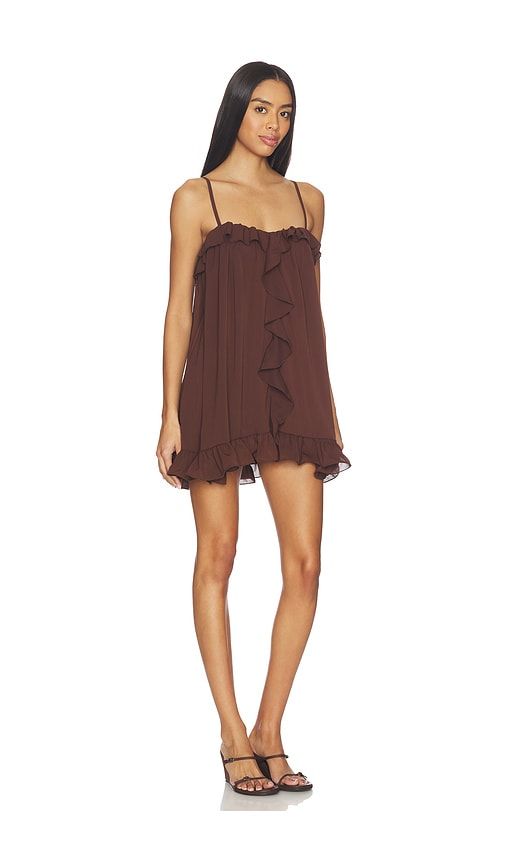 Kristia Flounce Ruffle Mini Dress in Chocolate. - size M (also in S, XS) - Runaway The Label - Modalova