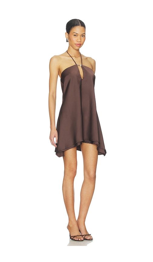 Freya Flowy Halter Mini Dress in Chocolate. - size S (also in XL, XS) - Runaway The Label - Modalova