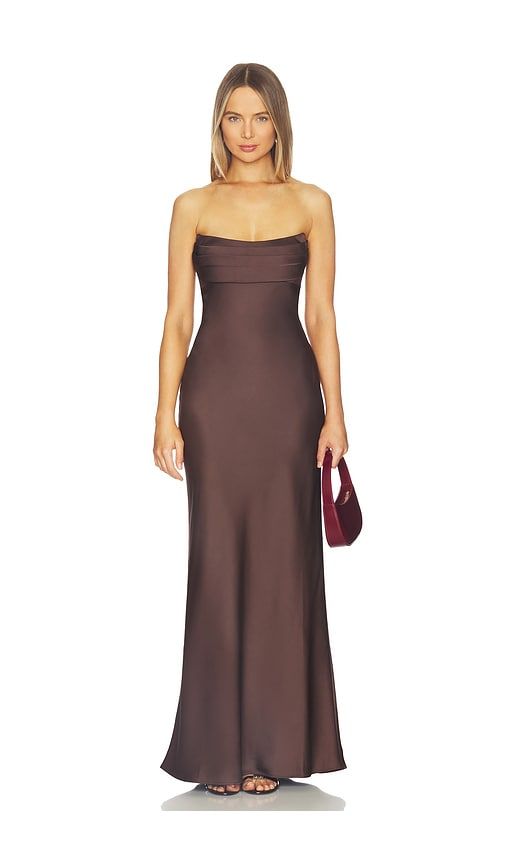 Madeleine Strapless Maxi Dress in Chocolate. - size L (also in S) - Runaway The Label - Modalova