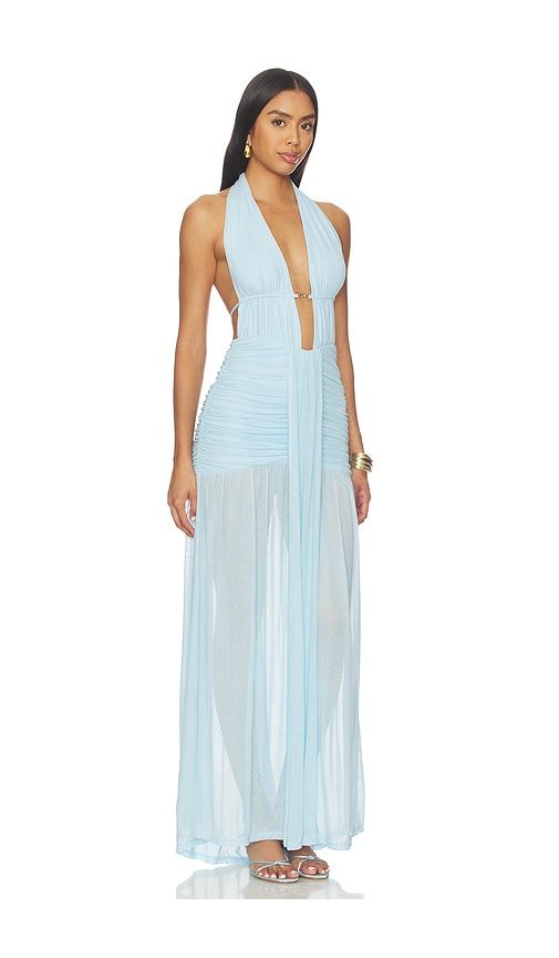 Adrianna Plunge Ruched Maxi Dress in Blue. - size L (also in M, S, XL) - Runaway The Label - Modalova