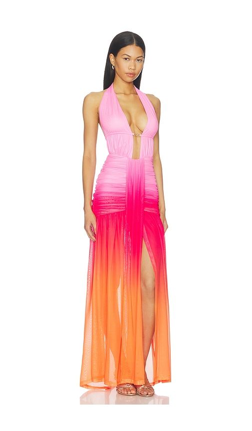 Adrianna Plunge Ruched Maxi Dress in Pink. - size L (also in S) - Runaway The Label - Modalova