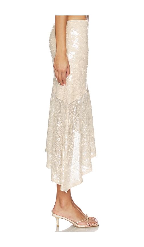Eris Sequin Flounce Midi Skirt in Neutral. - size L (also in M) - Runaway The Label - Modalova