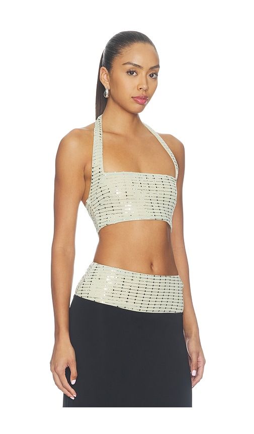 Ziva Sequin Halter Crop Top in Neutral. - size L (also in M, S, XL, XS) - Runaway The Label - Modalova