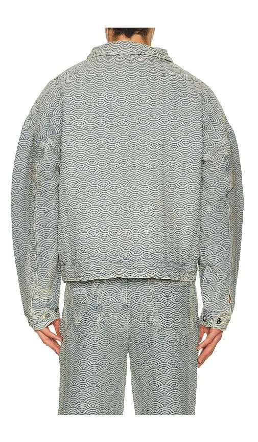 Seigaiha Jacquard Denim Work Jacket in . - size L (also in M, S) - Ryoko Rain - Modalova