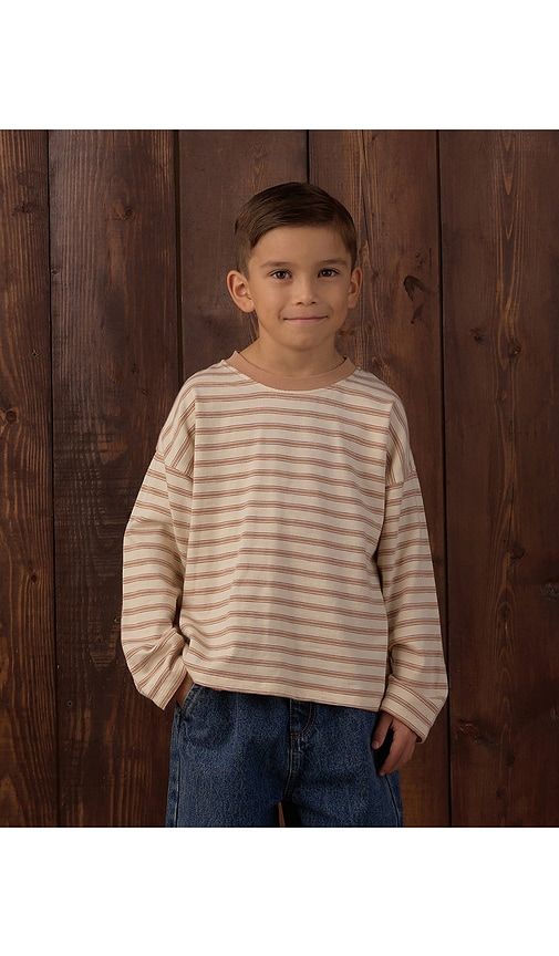 Kids Camden Long Sleeve Tee Stripe in Tan. - size 18-24M (also in 2-3yr, 4-5yr) - Rylee + Cru - Modalova