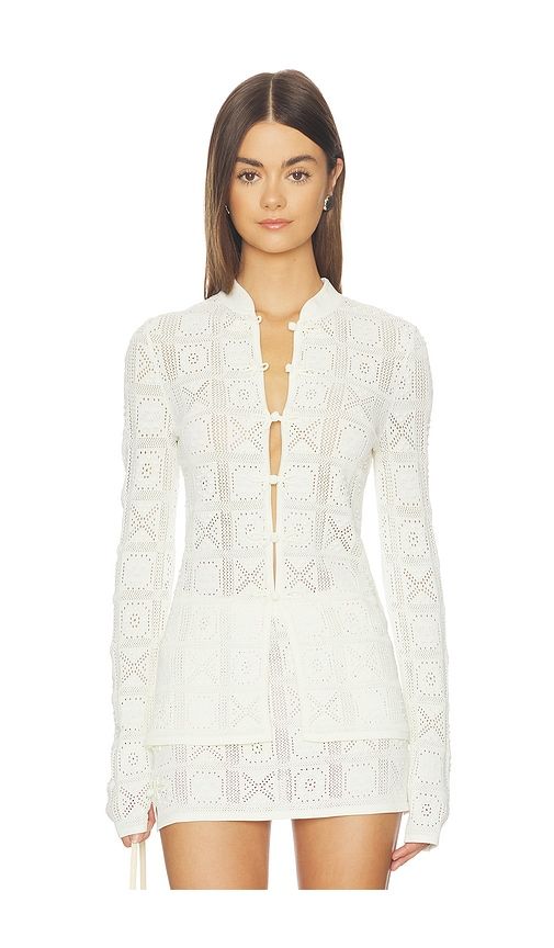 X REVOLVE Adari Pointelle Cardigan in Ivory. - size L (also in M, S, XL, XS) - Stone Cold Fox - Modalova