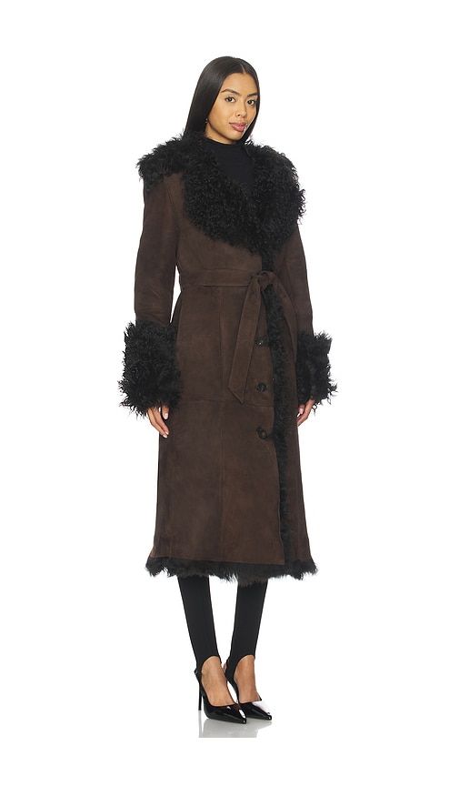 Daphne Shearling Suede Coat in Brown. - size M (also in S) - Susanna Chow - Modalova