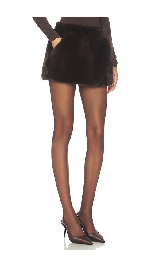 Sydney Faux Fur Skirt in Chocolate. - size L (also in M) - Susanna Chow - Modalova