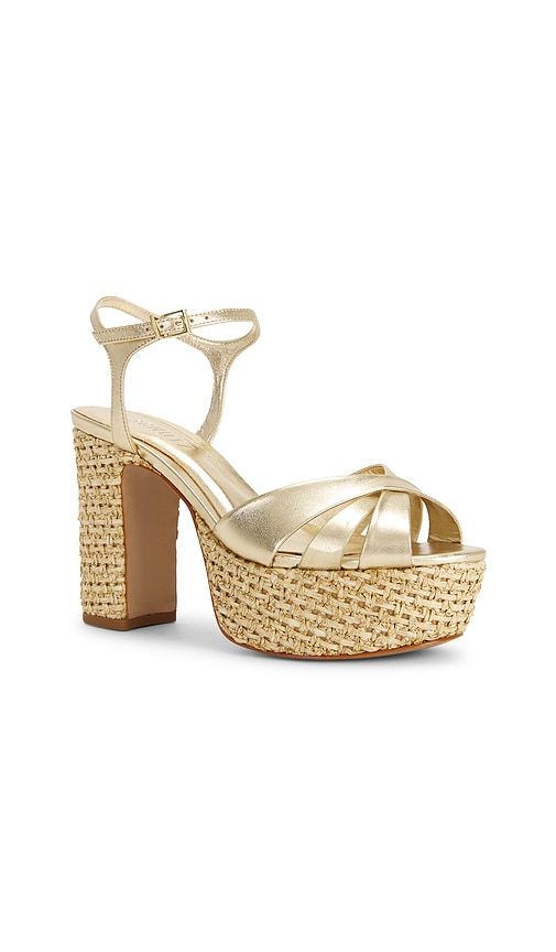 Keefa Raffia Sandal in Metallic Gold. - size 10 (also in 8.5, 9.5) - Schutz - Modalova