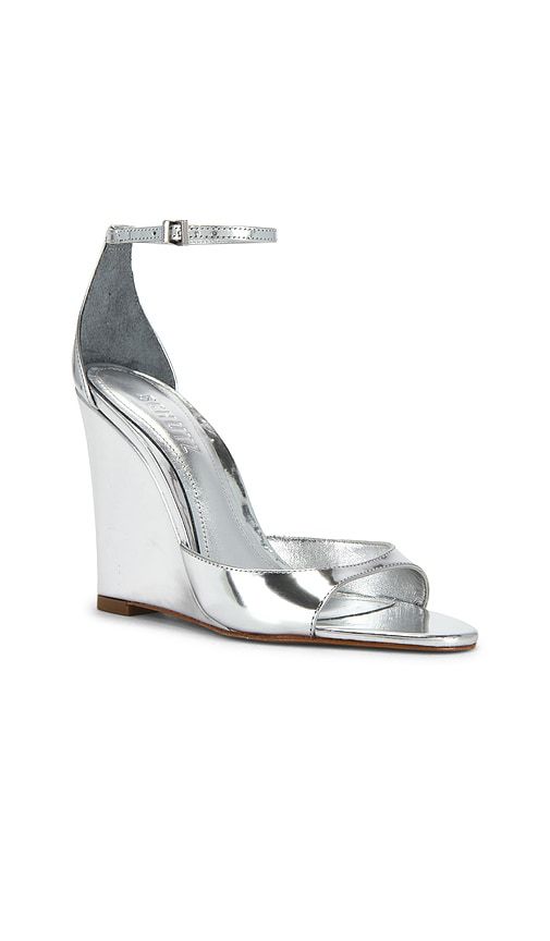 Scarlett Wedge Sandal in Metallic Silver. - size 10 (also in 8, 8.5, 9.5) - Schutz - Modalova