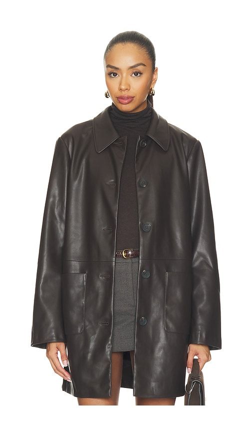 Avid Faux Leather City Coat in Brown. - size L (also in M, S, XL, XS, XXS) - Sanctuary - Modalova