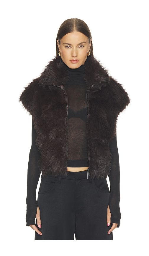 Silky Faux Fur Vest in Chocolate. - size M (also in S) - Sanctuary - Modalova