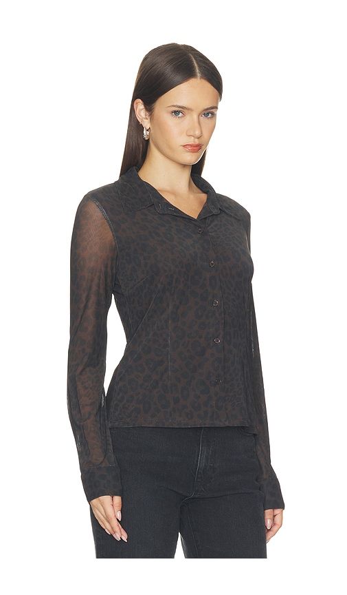 Fitted Mesh Button Down Top in Brown. - size XXS (also in XS, S, M) - Sanctuary - Modalova