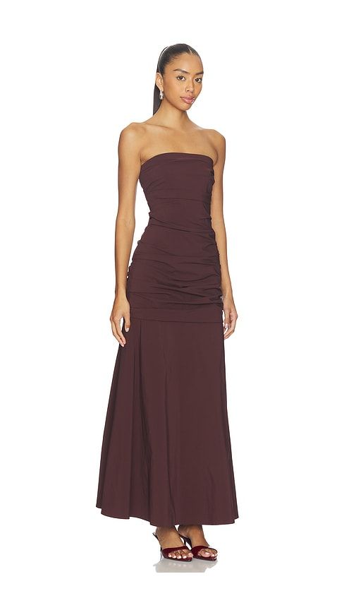 Gathered Strapless Longline Dress in Chocolate. - size M (also in XL) - St. Agni - Modalova