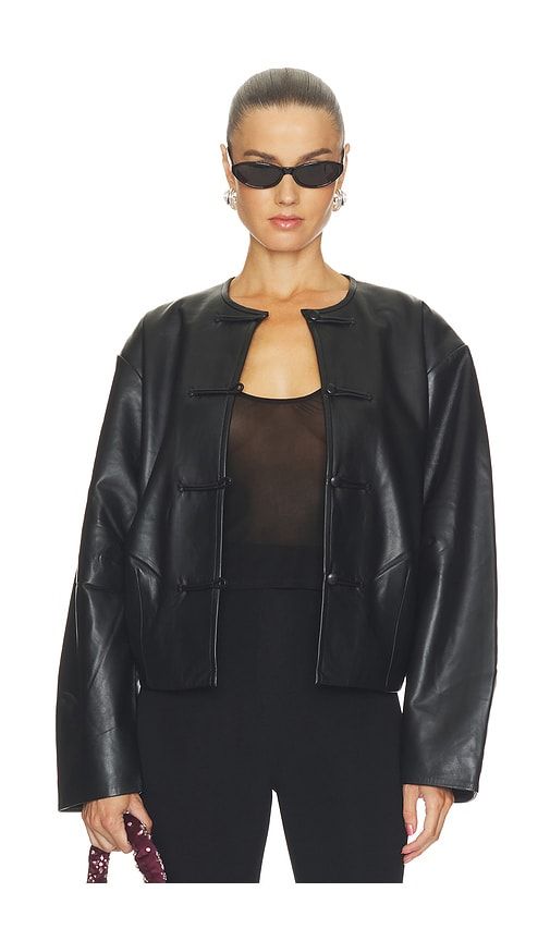 Button Detail Cocoon Leather Jacket in . - size L (also in S, XS) - St. Agni - Modalova