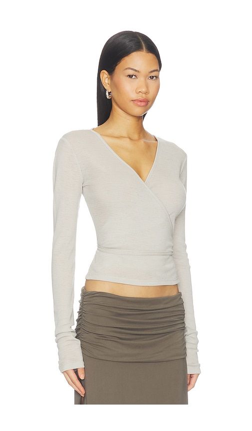 Baby Wool Wrap Top in Grey. - size L (also in M, S) - St. Agni - Modalova