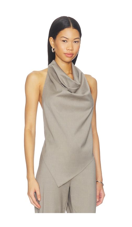 Wool Cowl Backless Top in Taupe. - size L (also in M) - St. Agni - Modalova