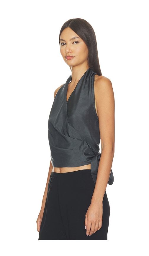 Silk Halter Wrap Top in Black. - size XS (also in S, M, XL) - St. Agni - Modalova