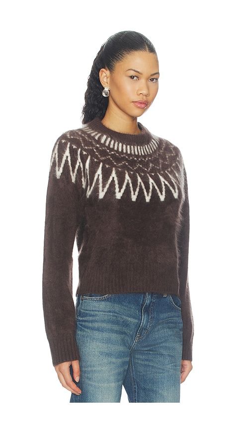 Brushed Fair Isle Crewneck in Brown. - size L (also in M, S, XS) - Soft Goat - Modalova