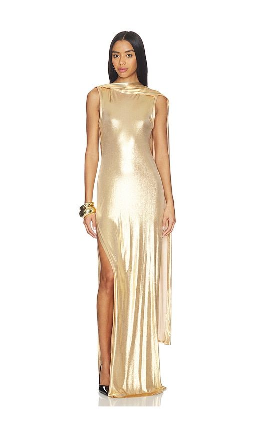 Floor Length Reversible Cowl Dress in Metallic Gold. - size S (also in XS) - Sid Neigum - Modalova