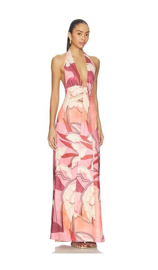 Kaeli Tie Front Halter Maxi Dress in Pink. - size S (also in XS, M, L, XL) - SEVEN WONDERS - Modalova