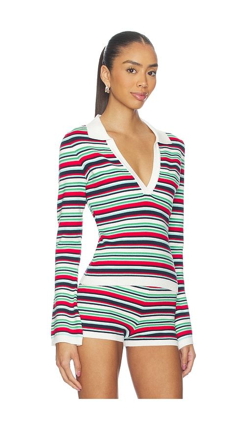 Xyla Collared Long Sleeve Knit Top in Green. - size L (also in XL, XS) - SEVEN WONDERS - Modalova