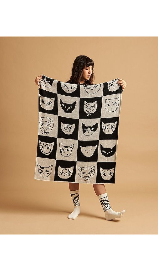 Cat Bingo Mini Blanket in Black & White - Slowdown Studio - Modalova