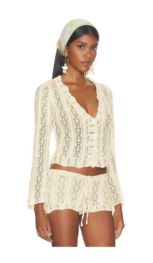 Crochet Cardigan in Yellow. - size L (also in M, S, XL, XS) - SNDYS - Modalova