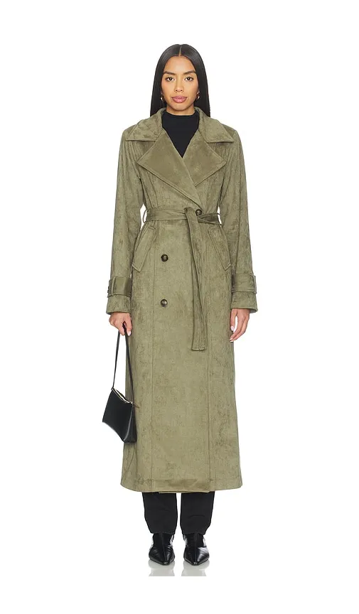 Sutton Faux Suede Trench Coat in . - size M (also in S, XL, XS, XXL) - SNDYS - Modalova