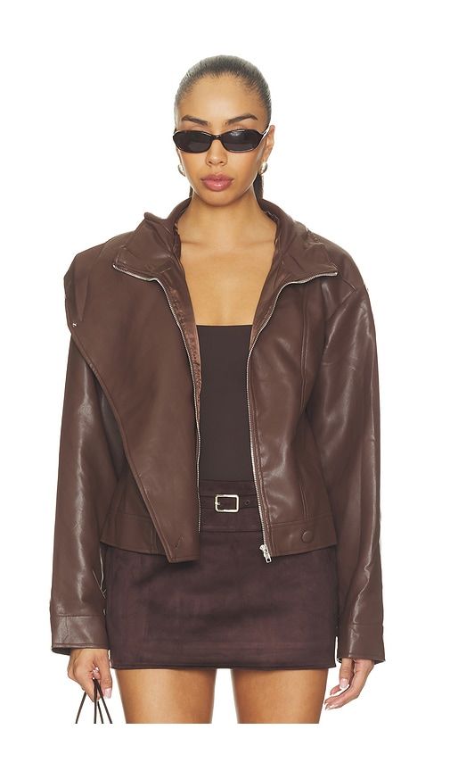 Dex Faux Leather Jacket in Brown. - size L (also in M, S, XL, XS, XXS) - SNDYS - Modalova
