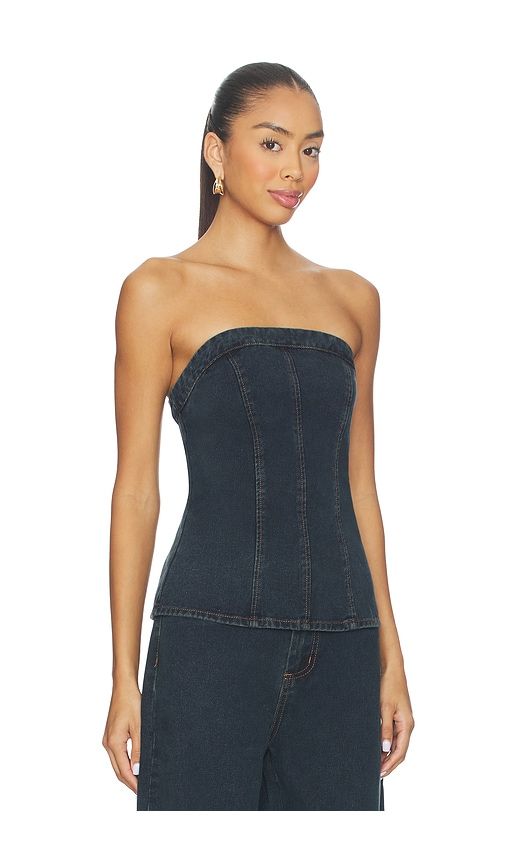 Lex Denim Corset Top in Blue. - size L (also in S, XL, XS, XXS) - SNDYS - Modalova