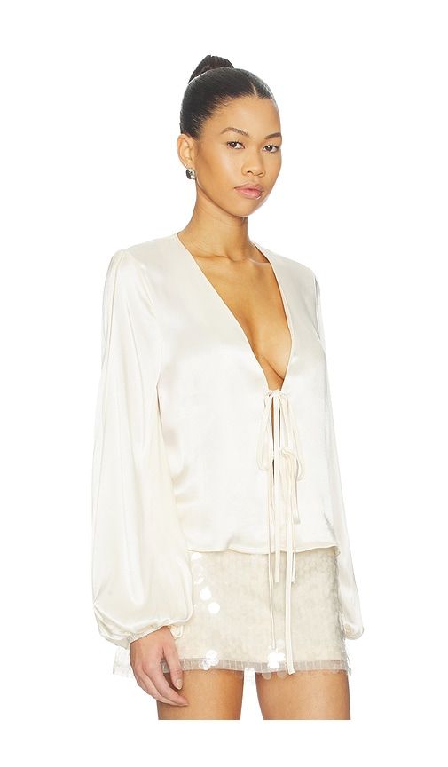 Lucille Tie Front Long Sleeve Top in Ivory. - size L (also in M, S, XS) - SNDYS - Modalova