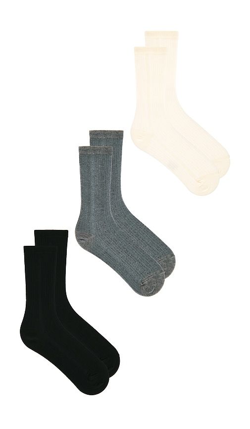 Cotton Cashmere Crew Socks Pack Of 3 in - Stems - Modalova