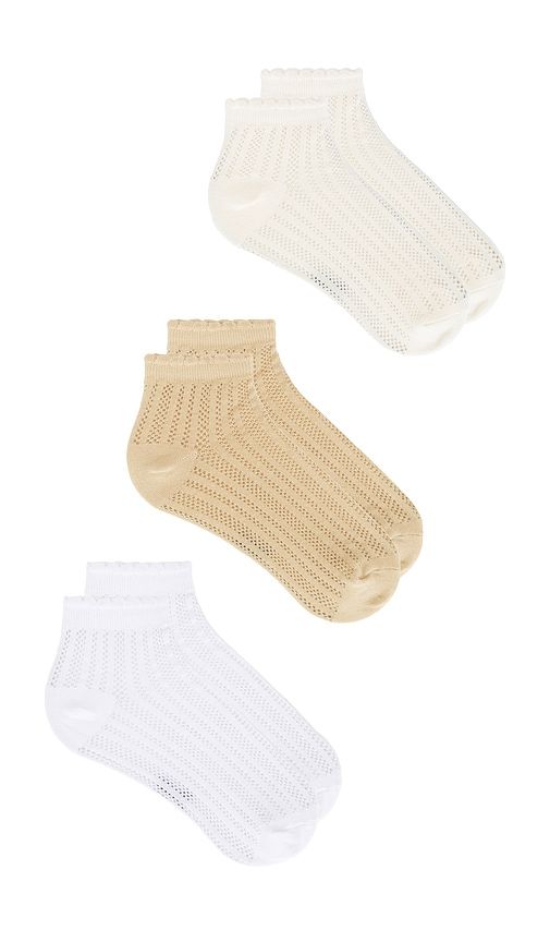 Pack Lace Knit Ankle Socks in Neutral - Stems - Modalova