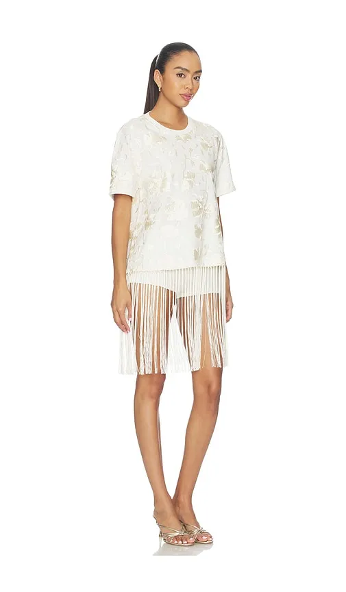Rafina Eyelet Embellished Tshirt With Fringe in . - size S (also in XS) - Sea - Modalova