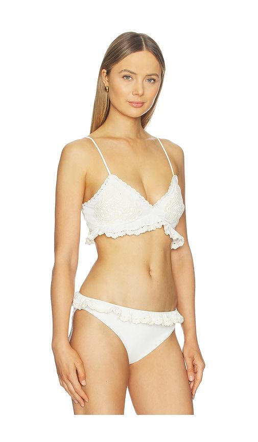 Madelyn Crochet Bikini Top With Ruffle in . - size L (also in M, S, XS) - Sea - Modalova