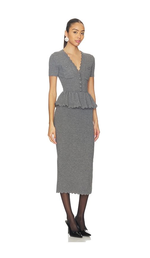Peplum Knit Midi Dress in . - size L (also in M) - self-portrait - Modalova