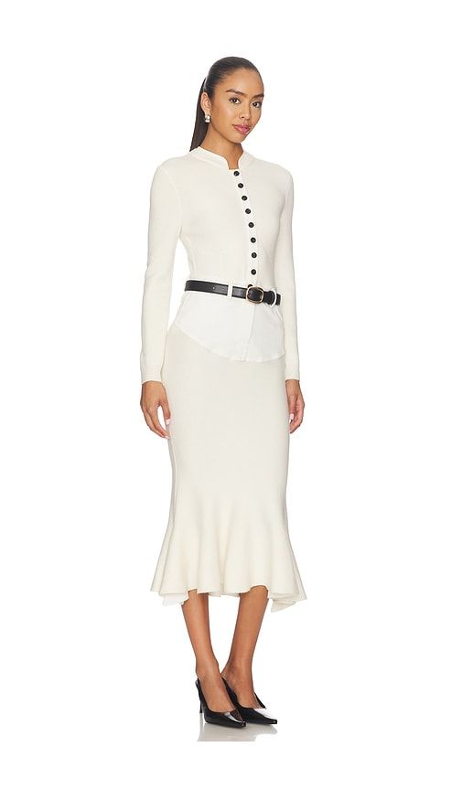 Knit Denim Insert Midi Dress in . - size L (also in M, S, XS) - self-portrait - Modalova