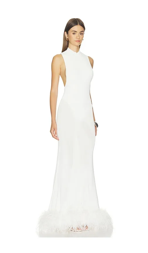 Racer Back Feather Knit Midi Dress in . - size L (also in S, XS) - self-portrait - Modalova
