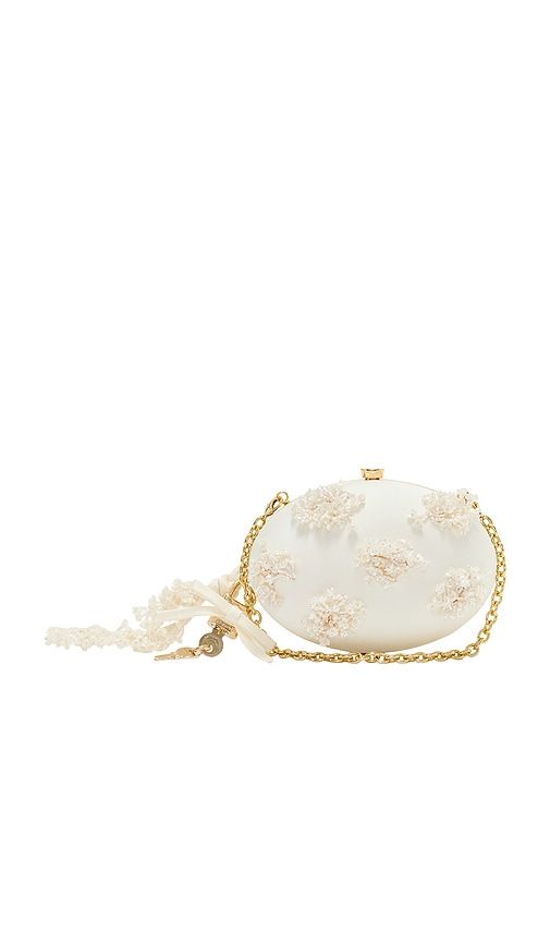 Satin Floral Beaded Oval Clutch in - self-portrait - Modalova