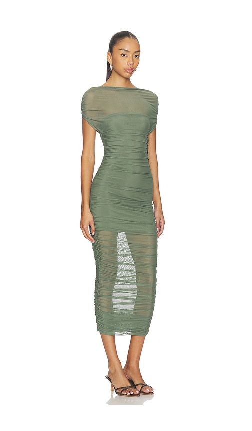 Noel Off Shoulder Mesh Midi Dress in Sage. - size L (also in S, XS, XXS) - SEROYA - Modalova